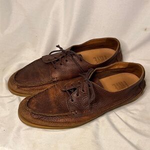 Frye Men's Mason Field Mocassin Brown Loafers Leather Lace Up Size 10.5
